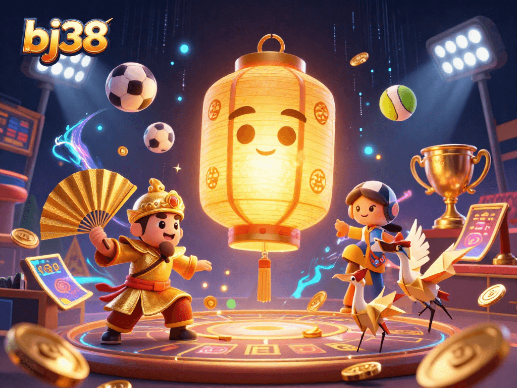 Experience thrilling bets and vibrant gameplay with bj38’s dynamic gaming scene featuring lucky symbols and sports elements.