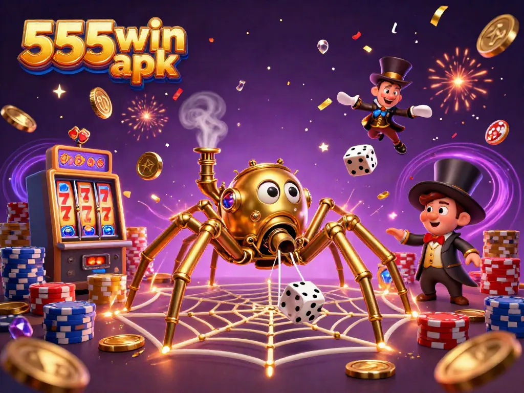 Catch dice in the golden web in the energetic scene showcasing 555win apk's casino game excitement.