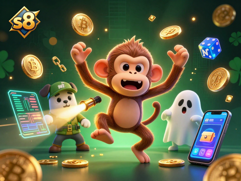 s8 showcases crypto coins glimmering in a spooky casino scene with playful elements