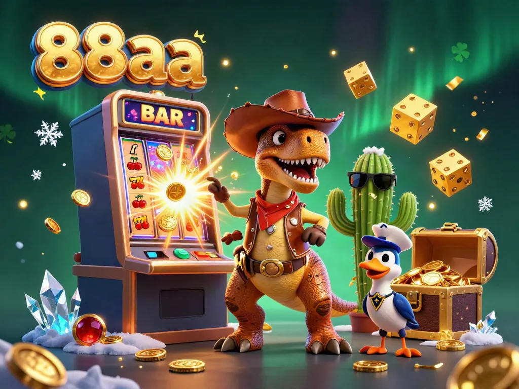 Experience epic wins at 88aa with a lively 3D illustration of colorful casino fun.
