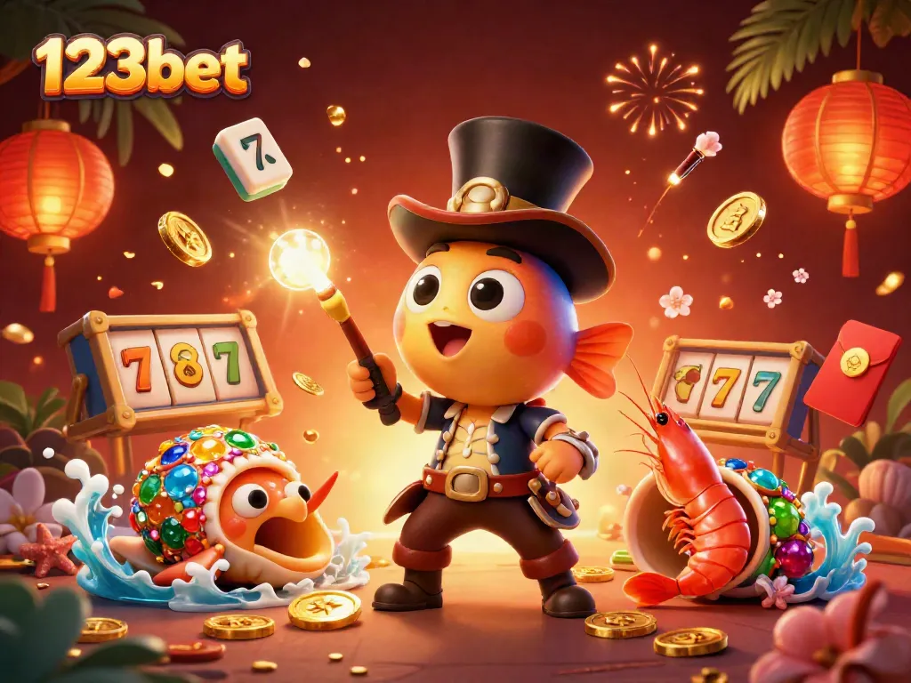 Engage with 123bet's vibrant casino scene featuring unique characters and games.