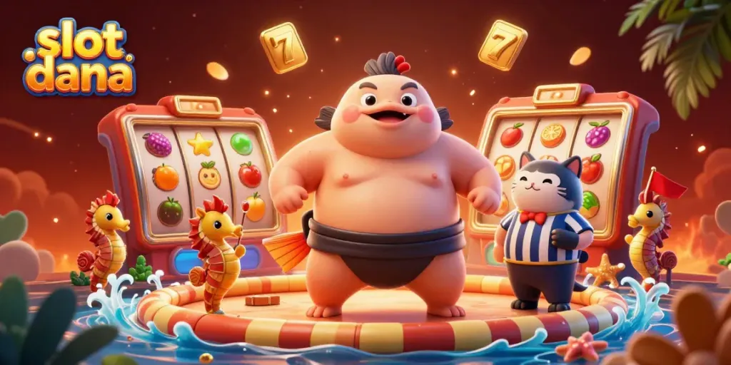 Experience exciting gameplay with slot dana, featuring dynamic animated characters, spinning reels, and festive visuals.