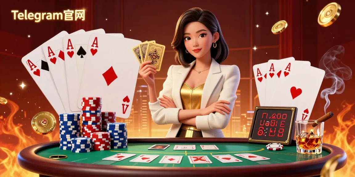 与Telegram官网互动，享受一个强大的扑克场景，展现一位优雅的亚洲女性与扑克牌，充满活力的赌场元素和动态能量。