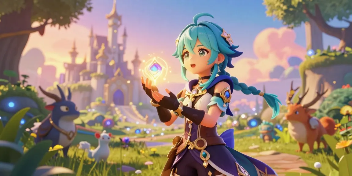 Engaging character from femboy hentai games exploring a magical landscape with vibrant colors and fantasy elements.
