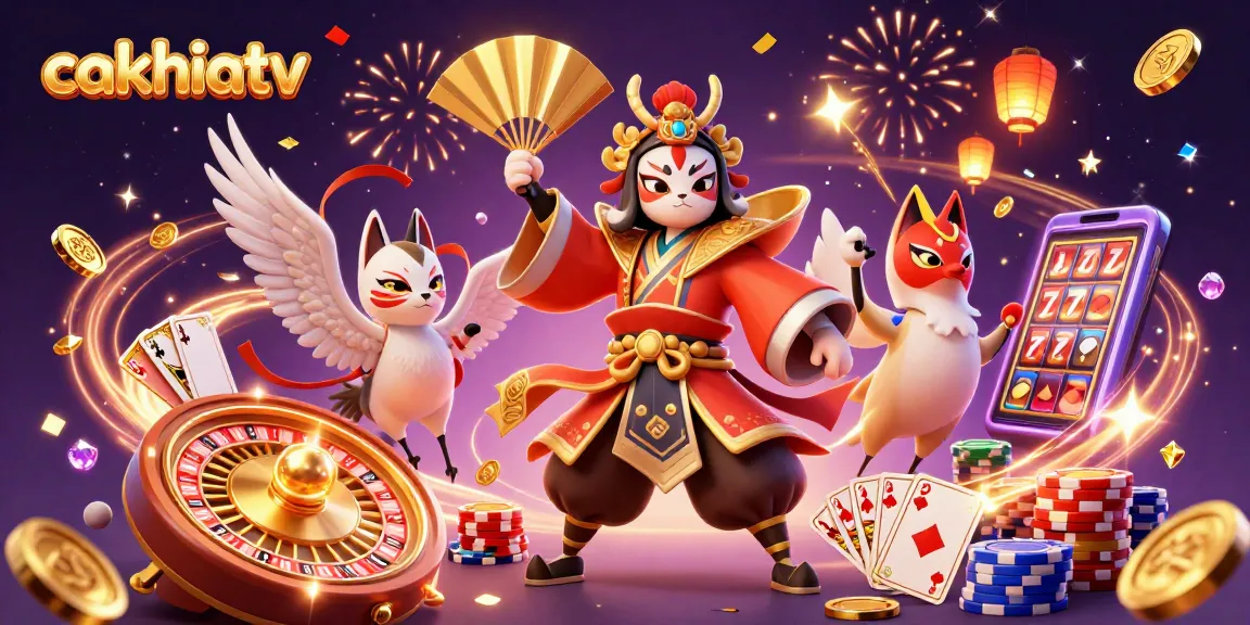 Cakhiatv showcases an exciting casino scene with dynamic characters and gaming elements.