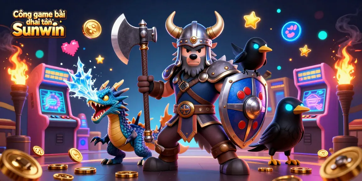Experience the excitement with Cổng game bài đổi thưởng Sunwin featuring cartoon characters in a dynamic casino scene.