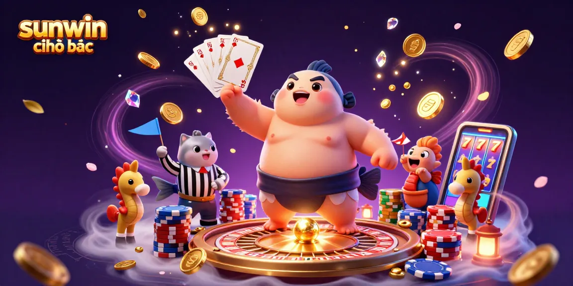 Engage in the vibrant world of sunwin chính thức with a lively underwater casino scene featuring a puffed-up fugu and a wise catfish referee.