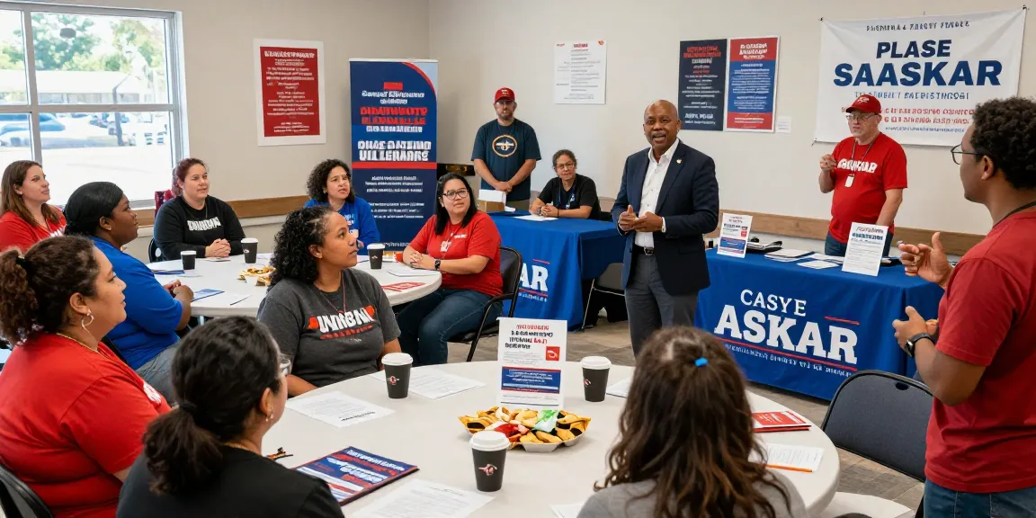 Casey Askar engages with constituents in a local Florida community center during his campaign.