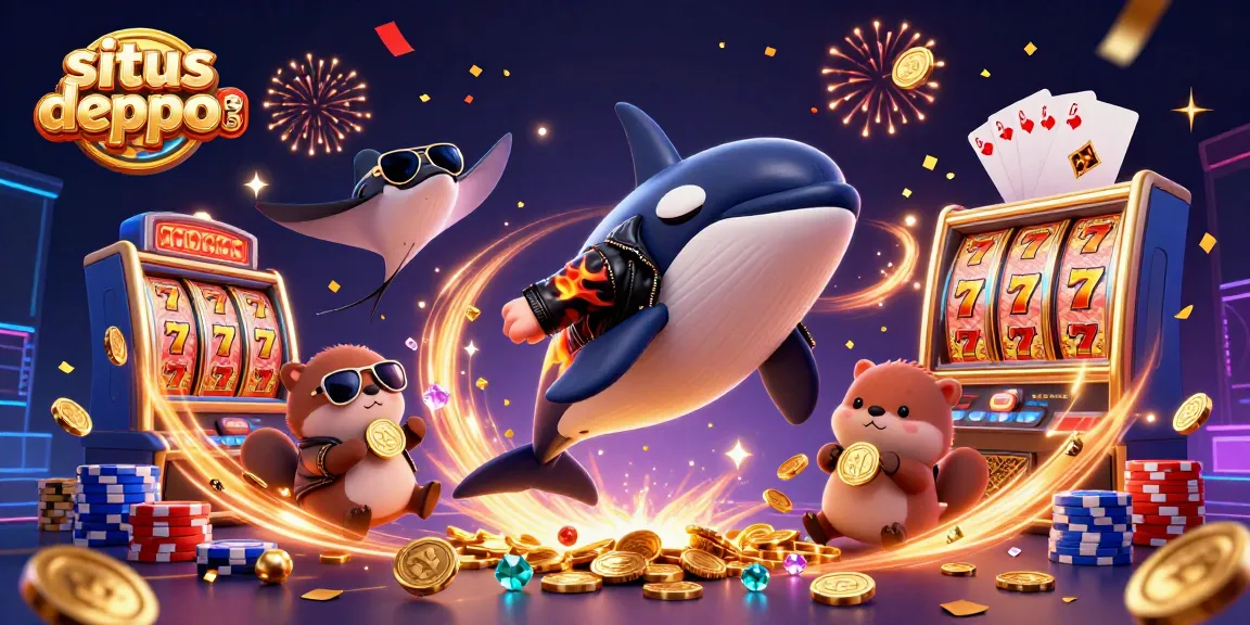 Explore exciting gameplay at situs depo 5rb with vibrant characters, golden coins, and dynamic casino elements.